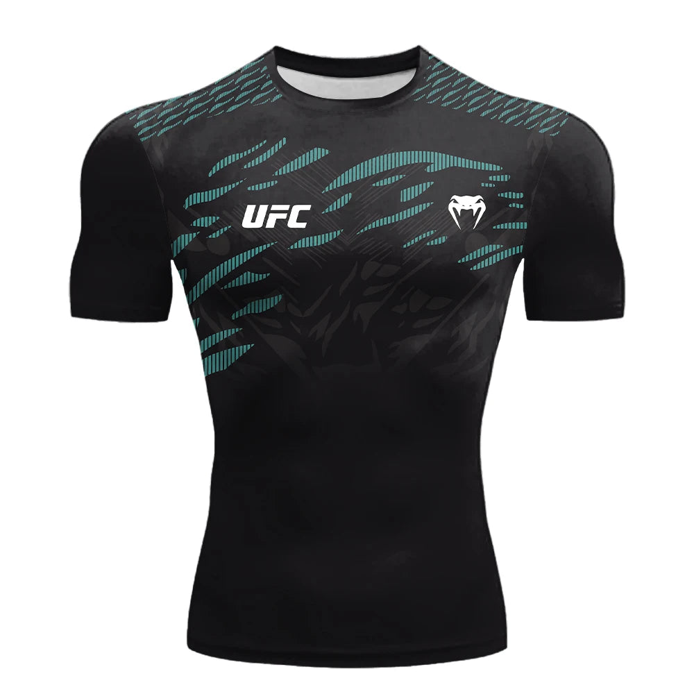 2025 Summer New Hot Selling Men's UFC Boxing Fighting Competition Casual Breathable Fashion Quick Drying T-shirt Short Sleeve