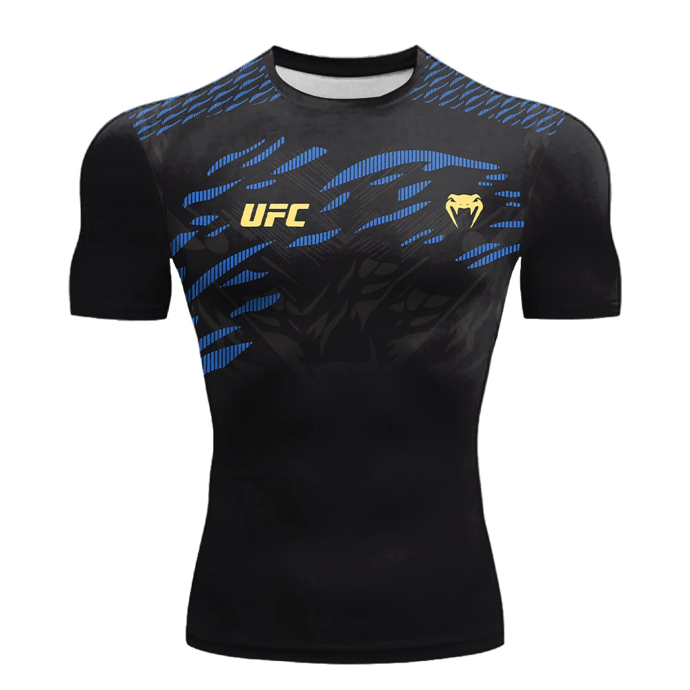 2025 Summer New Hot Selling Men's UFC Boxing Fighting Competition Casual Breathable Fashion Quick Drying T-shirt Short Sleeve
