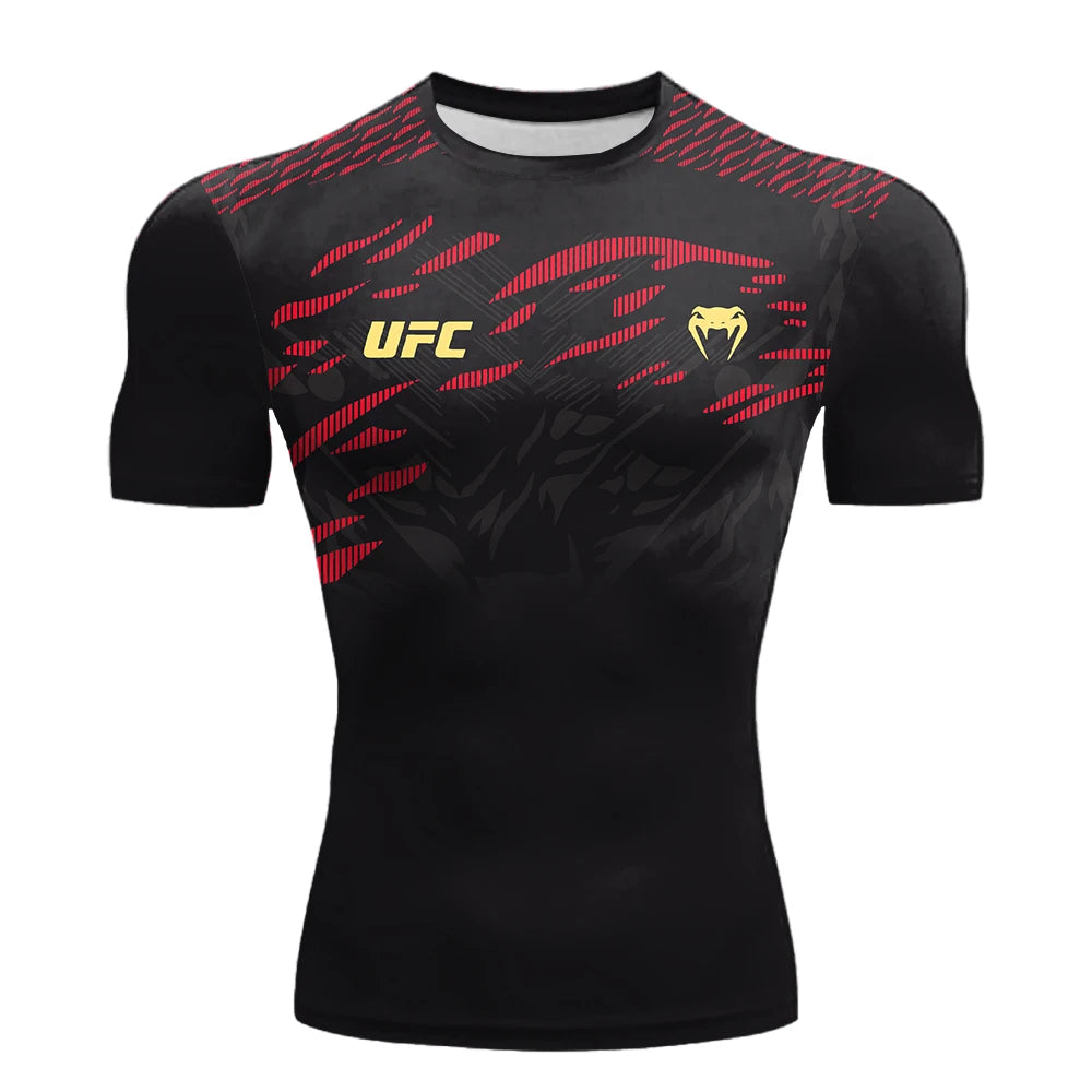 2025 Summer New Hot Selling Men's UFC Boxing Fighting Competition Casual Breathable Fashion Quick Drying T-shirt Short Sleeve
