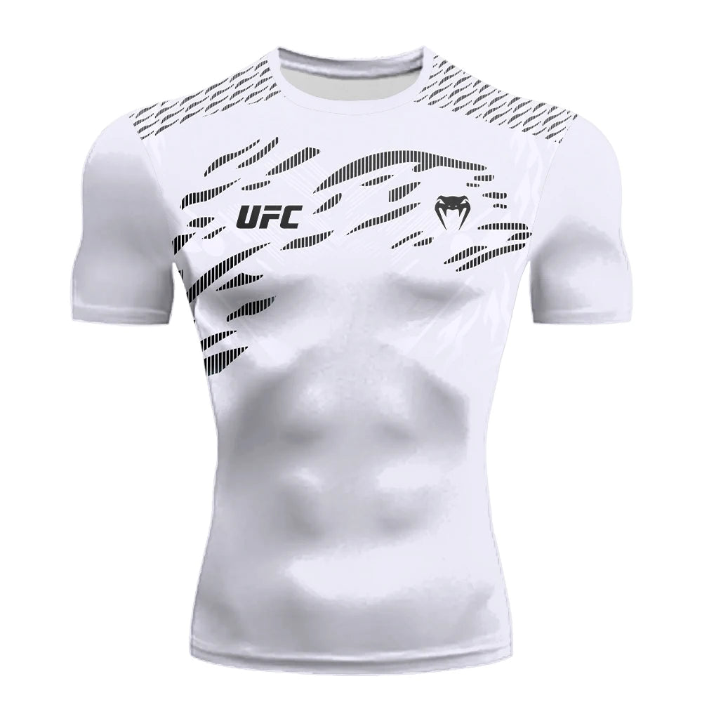 2025 Summer New Hot Selling Men's UFC Boxing Fighting Competition Casual Breathable Fashion Quick Drying T-shirt Short Sleeve