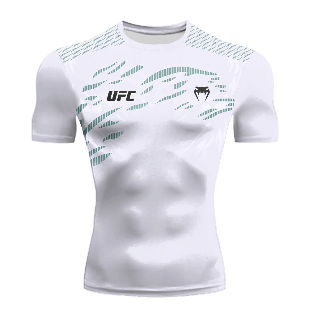 2025 Summer New Hot Selling Men's UFC Boxing Fighting Competition Casual Breathable Fashion Quick Drying T-shirt Short Sleeve
