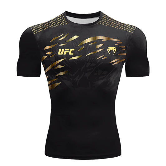 2025 Summer New Hot Selling Men's UFC Boxing Fighting Competition Casual Breathable Fashion Quick Drying T-shirt Short Sleeve